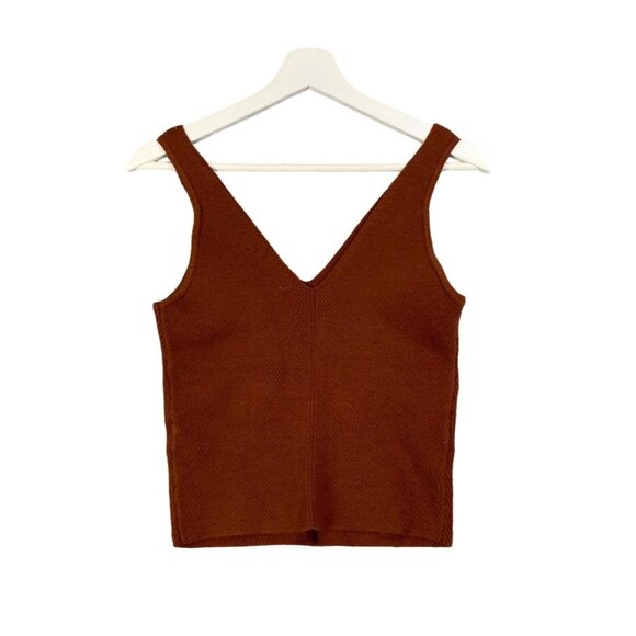 ABERCROMBIE & FITCH Knit Sweater Tank Shell Womens SZ L Ribbed V-Neck Academia - Picture 2 of 5